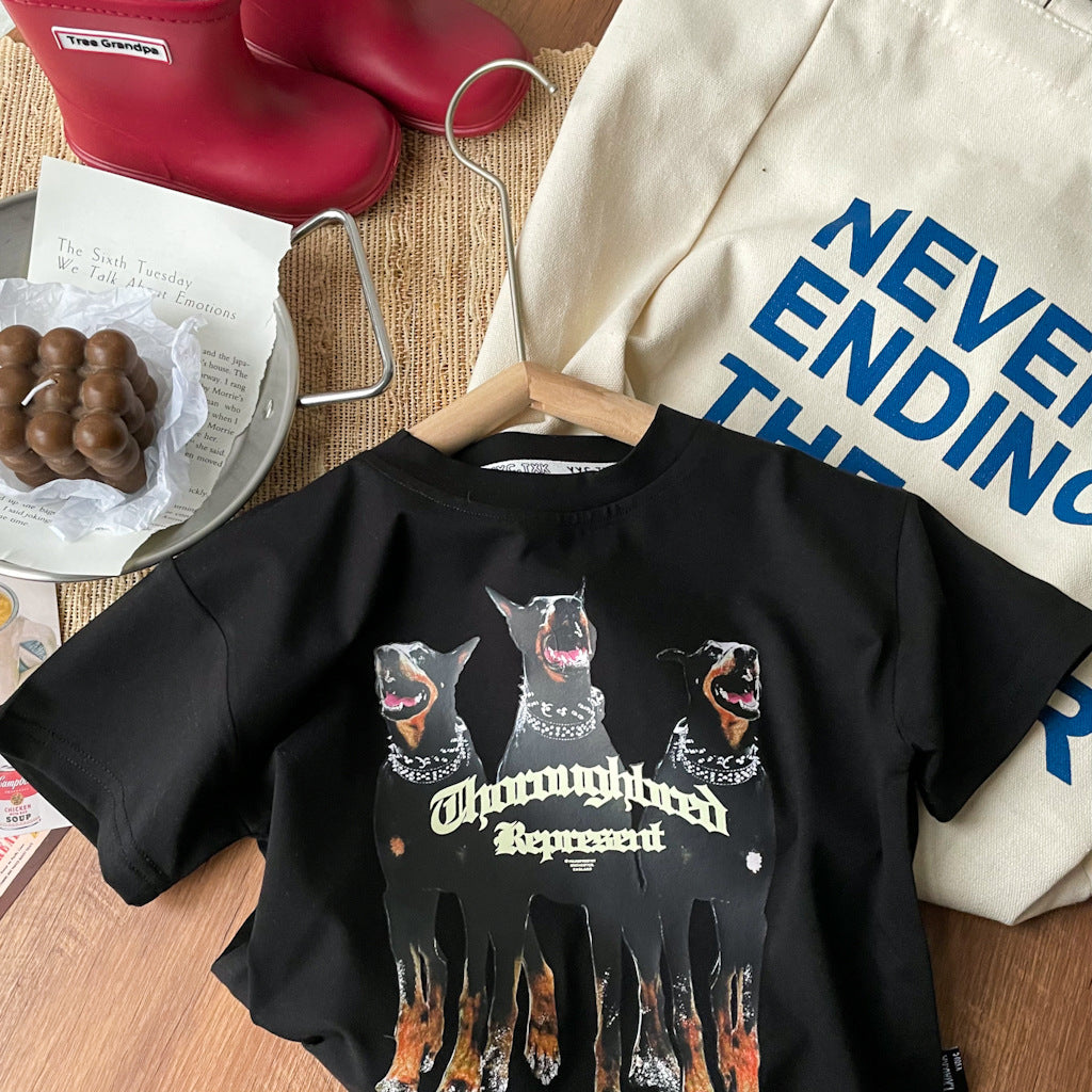 T-shirt tendance pour garçons Doberman Pinscher Casual