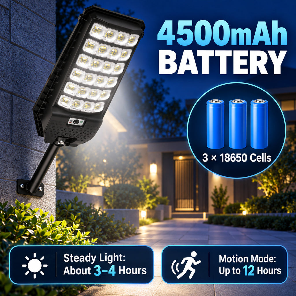 Solar Powered Motion Sensor Outdoor Light W7208 6 Noir pour Garden Yard Street Wall LED