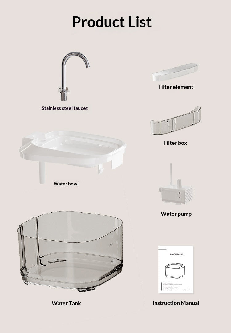 Grande capacité Entièrement transparent Automatique Circulant Fontaine d'eau filtrée pour animaux de compagnie