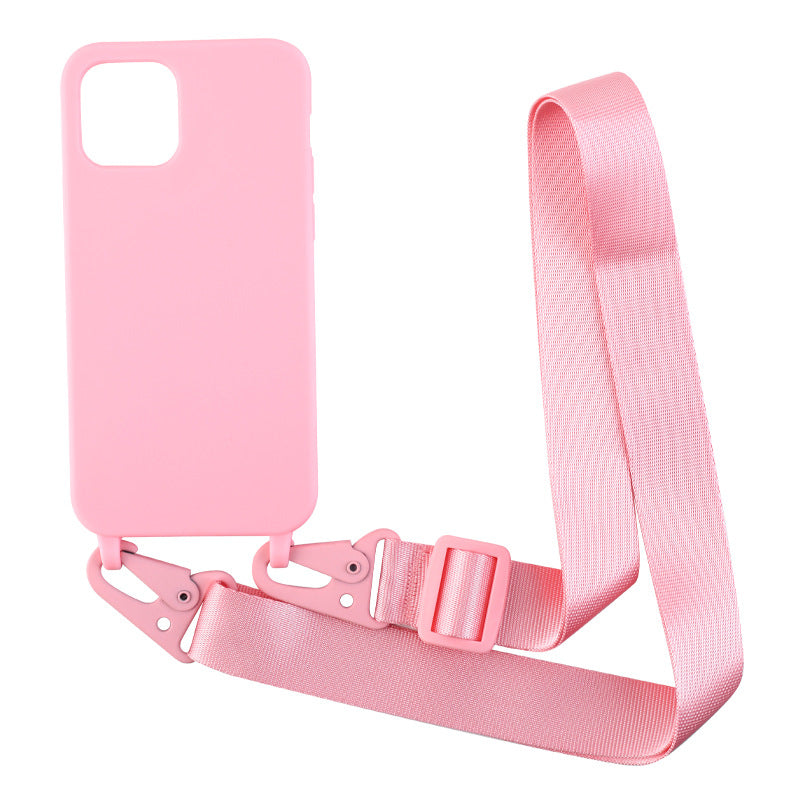 Personnalité Solid Color Lanyard Phone Case