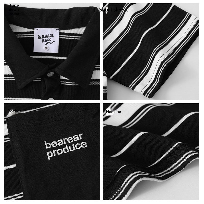 T-shirt à manches courtes à manches courtes en Polo avec un col à lacets
