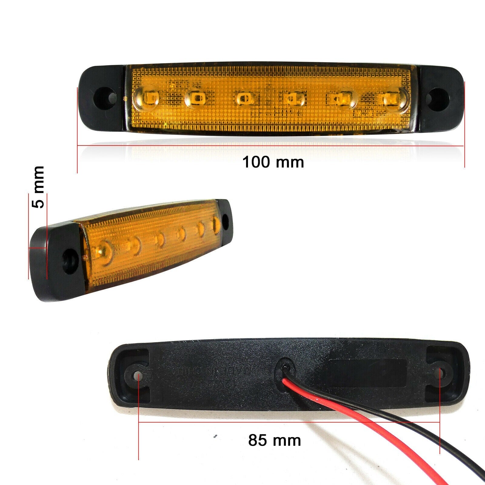 30 Pcs 12v 6 Led Blanc Jaune Rouge Marqueur Side Position Camion Remorque