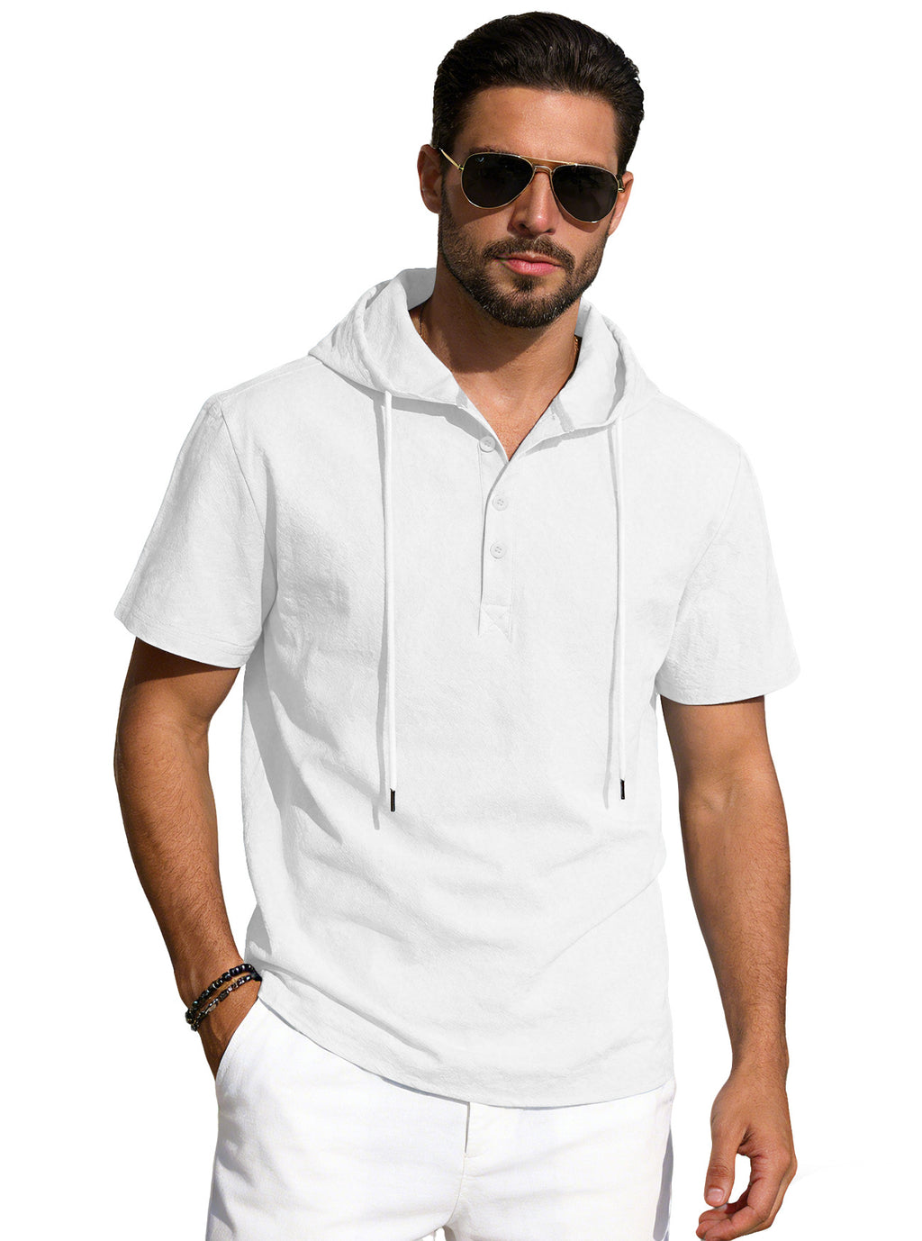 T-shirt à capuche manches courtes en coton pour hommes