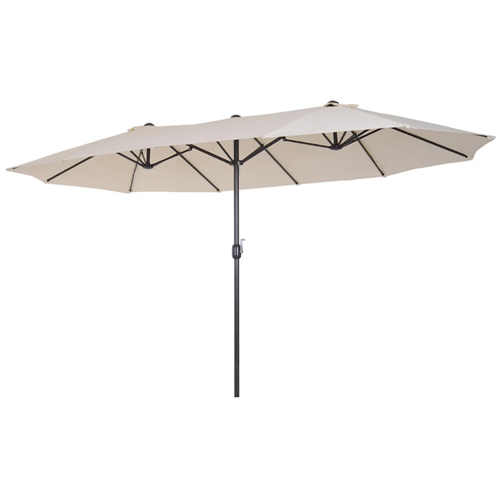 15ft Parapluie de patio marché extérieur double-câble Extra grand parapluie avec poignée pour