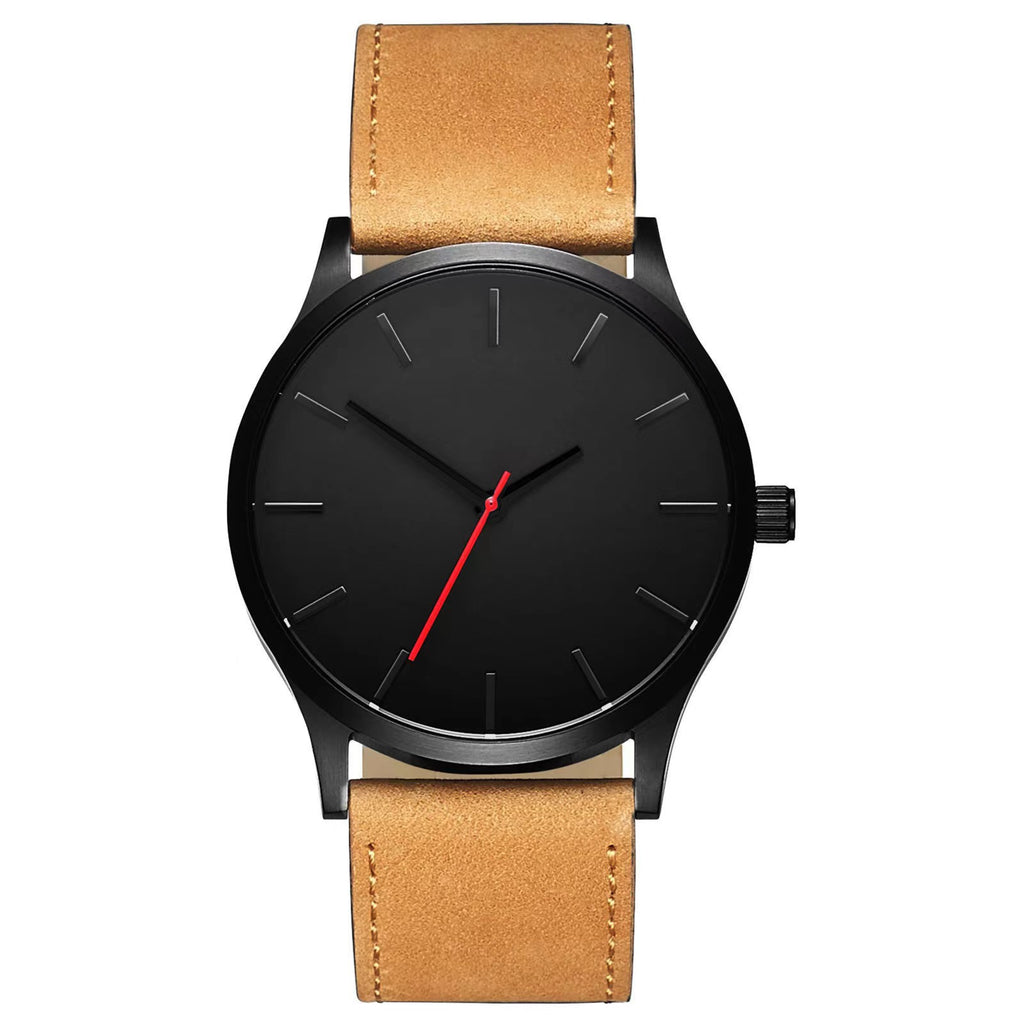 Grande Cadran Homme Casual Simple Scale Frosted Ceinture Quartz Montres Crown Bracelet