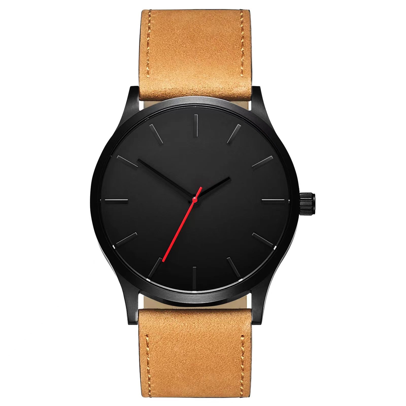 Grande Cadran Homme Casual Simple Scale Frosted Ceinture Quartz Montres Crown Bracelet