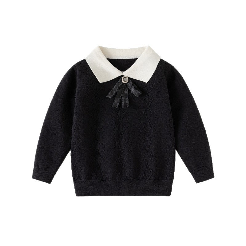 Des filles polyvalentes Lapel tricoté chemise de bas