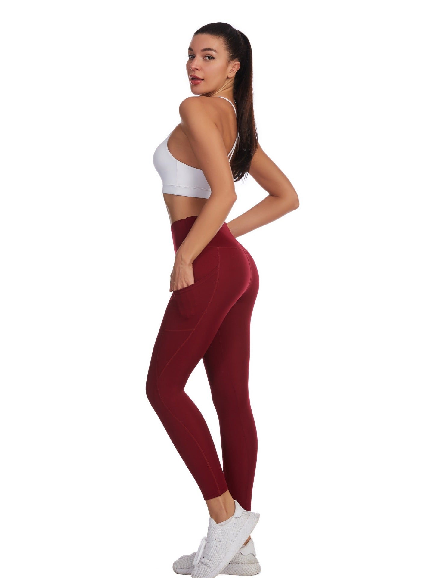 Pantalons de yoga de style européen populaires Sports de plein air Butt-Lifting Fitness Pantalons Slim High-Wais