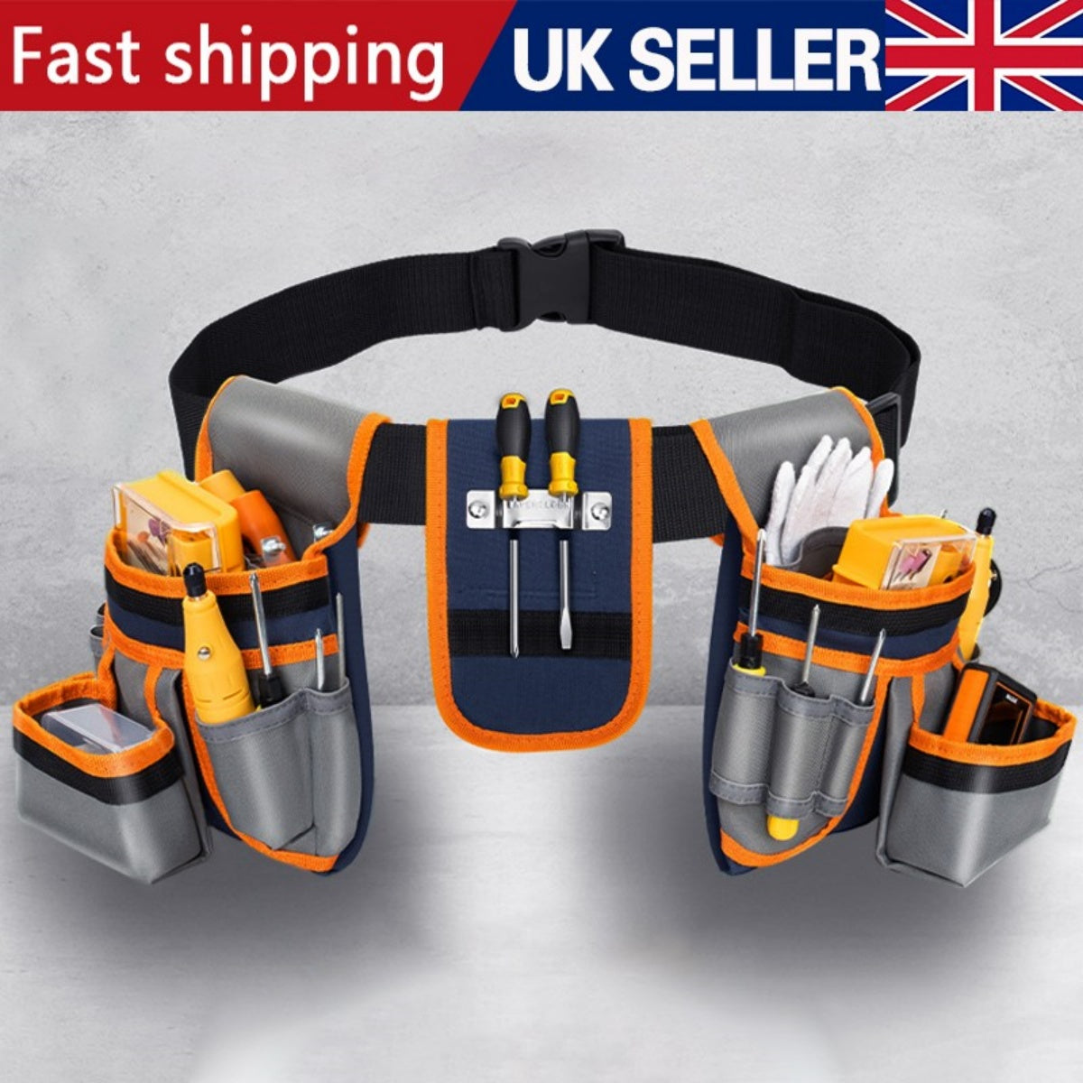 Double tool Ceinture Pouch 12 Pocket Heavy Duty Joiners Carpenter Builders Nails UK