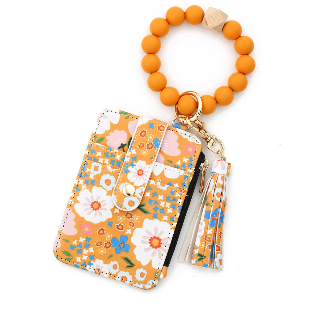 Sac de cartes en cuir imprimé floral pour femmes
