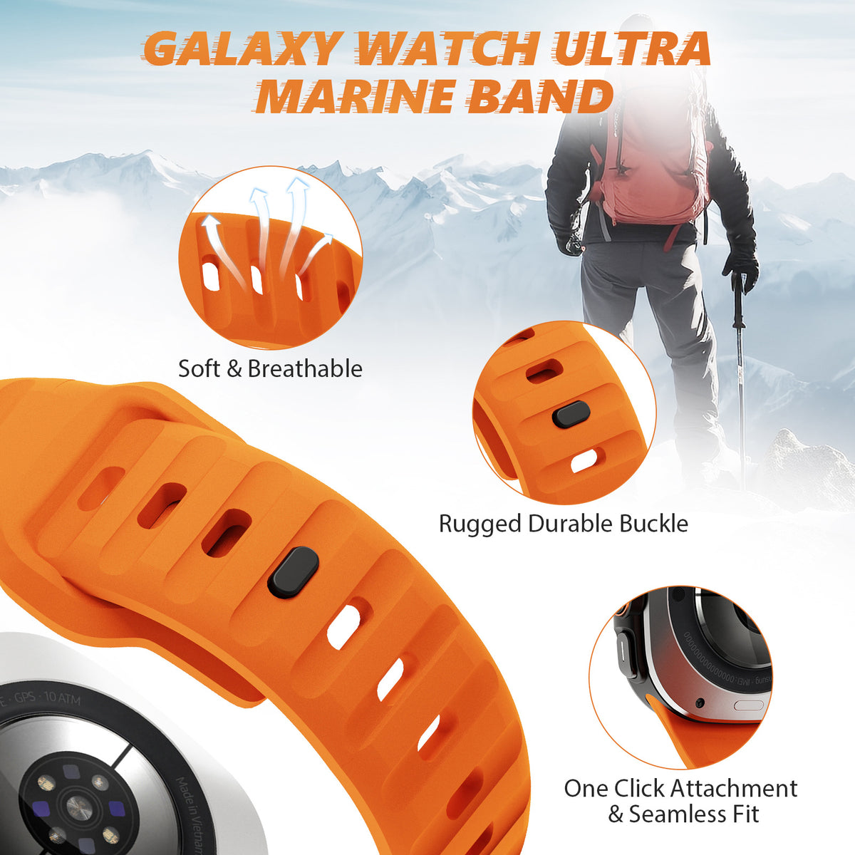 Montres applicables Ultra Wave boucle inverse Silicone 47mm