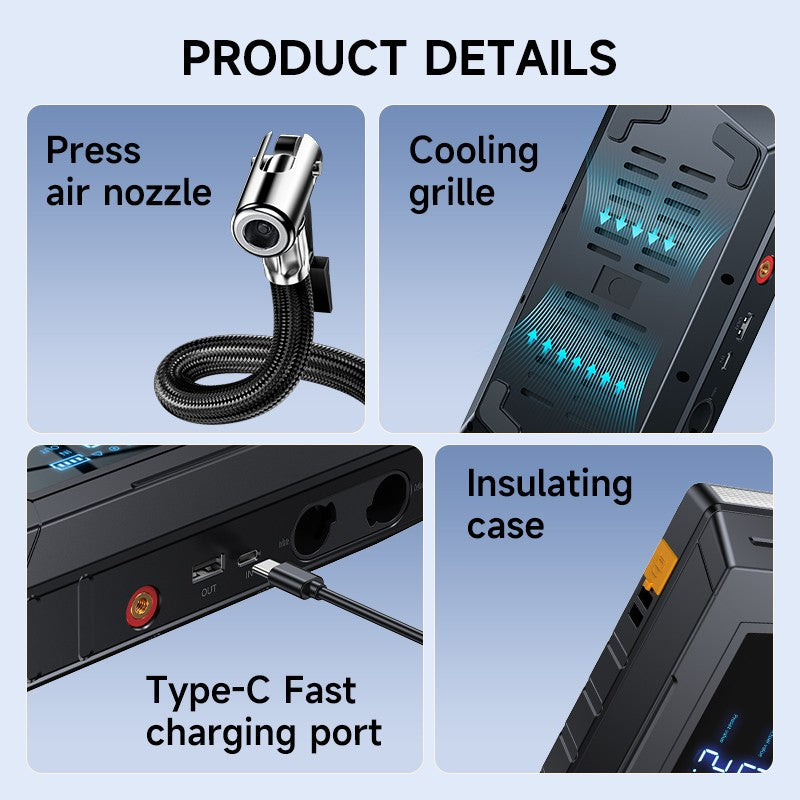 9000A Batterie de démarrage de voiture Peak Power Bank avec compresseur d'air Air Blower UK