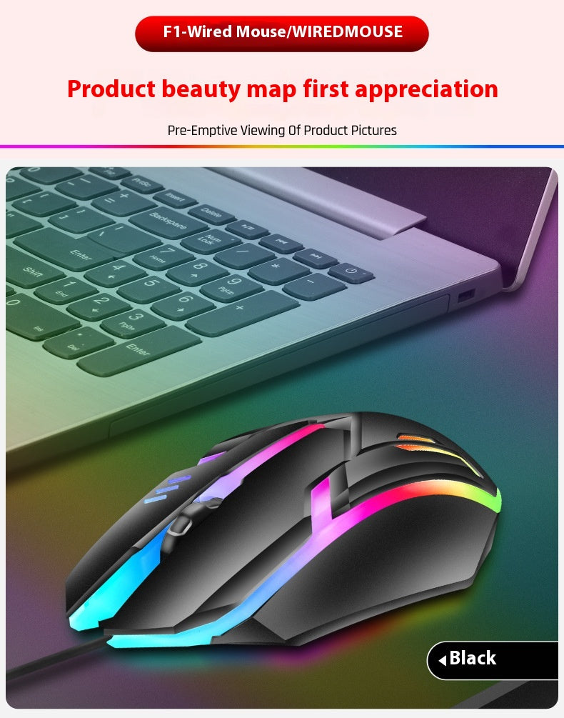 Wired Luminous Mouse Office Accueil Jeux Ordinateurs de bureau USB et Ordinateur portable Universal PlayerUn