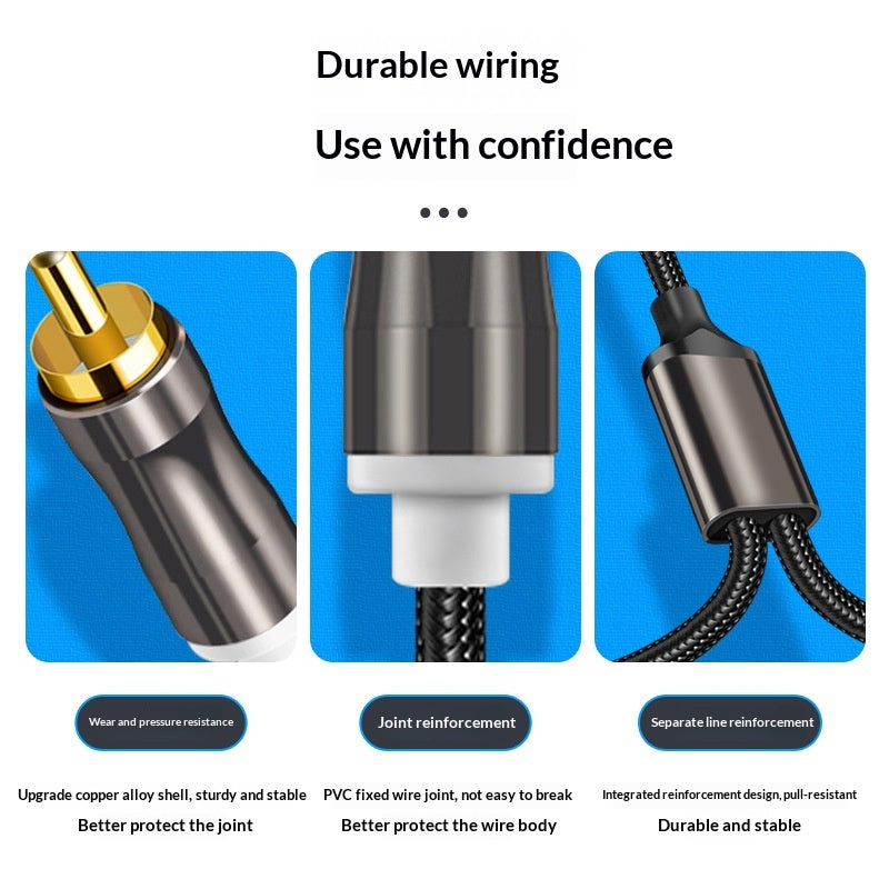 Câble audio RCA de 3,5 mm à un contre deux
