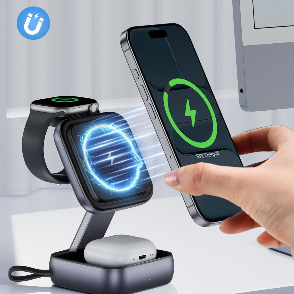 Support pliant multi-fonction de bureau avec chargeur sans fil magnétique fort