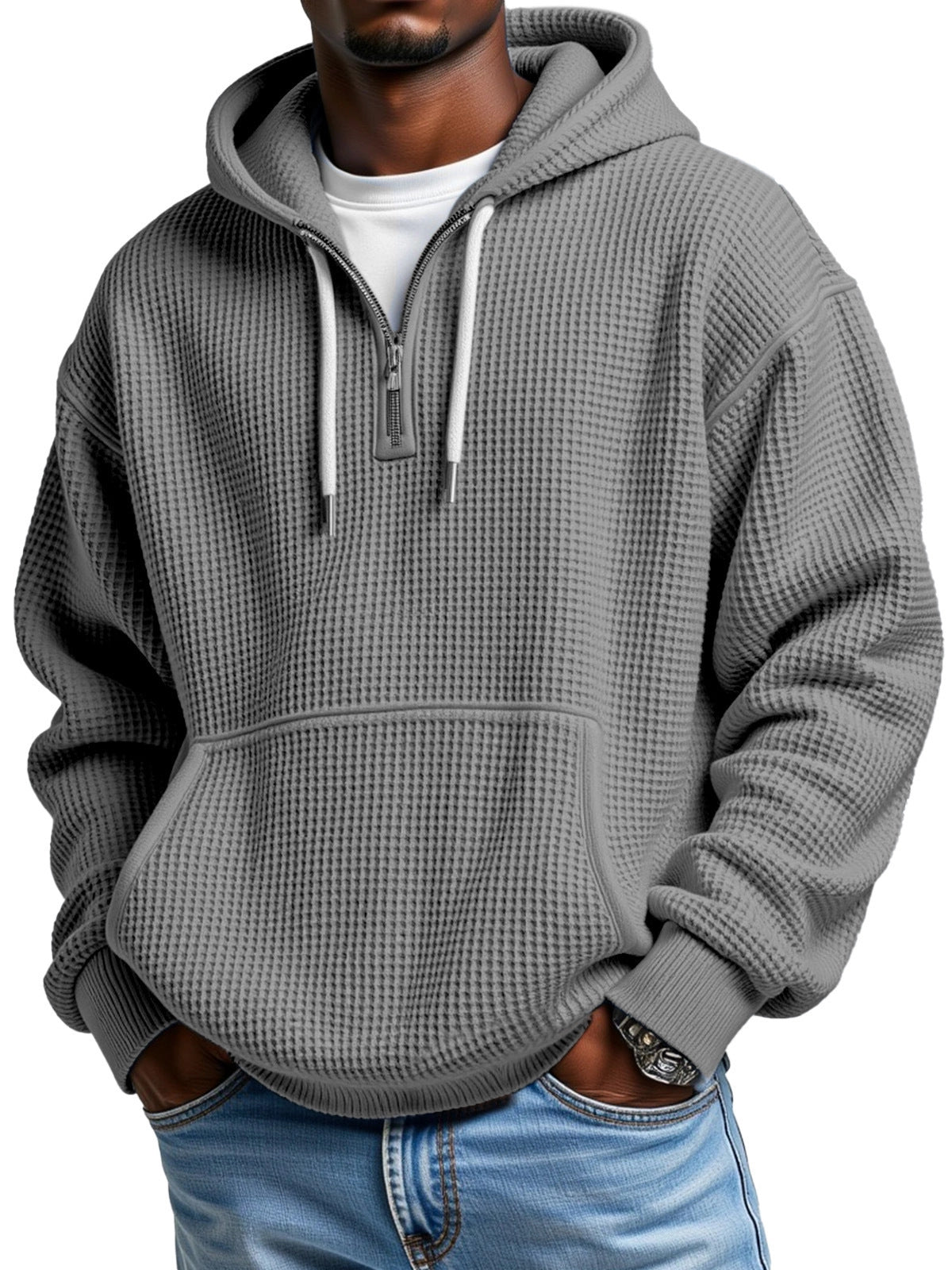 Autumn And Winter Amazon Independent Station Fashion Sports Trendy Brand Tops Waffle pour hommes