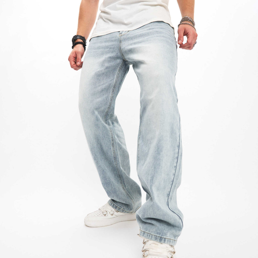 European And American Street BIKER JEANS Fashion Brand Ma Ying High Street Hommes JEANS Loo