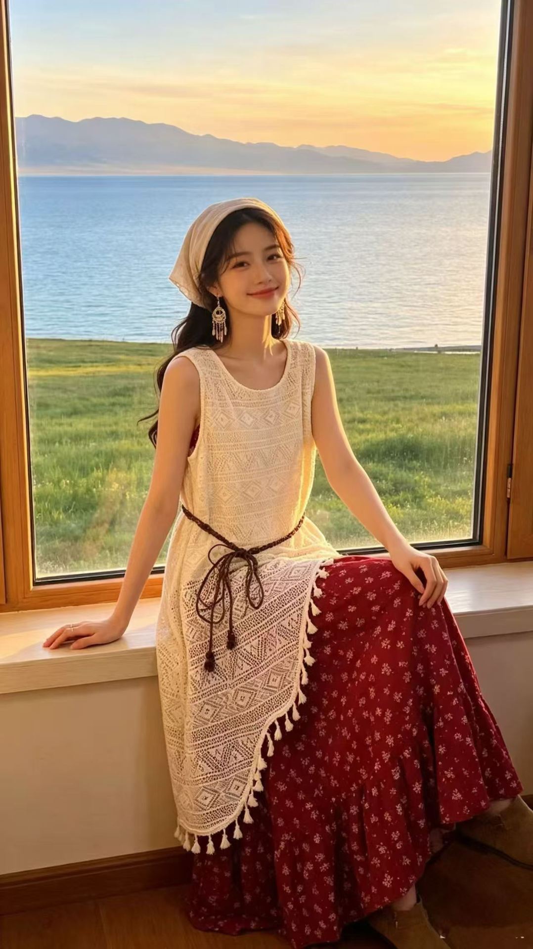 Robe décontractée sans manches de style ethnique pour femmes
