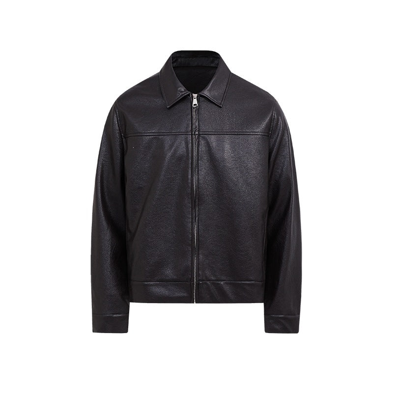 Veste en cuir courte d'automne manteau casual
