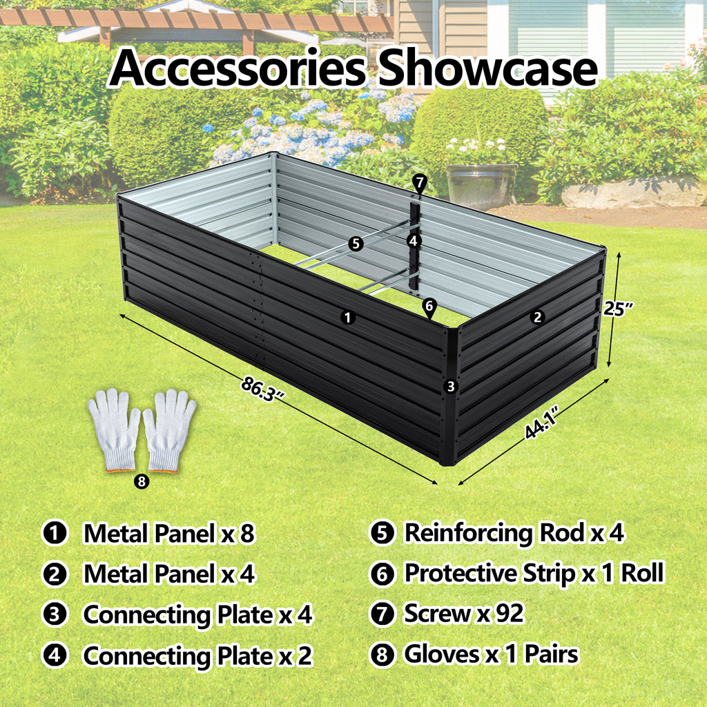 Kit de lit de jardin surélevé en métal 2 paquets extérieur - Ensemble de boîtes de planteur galvanisé 8x4x2 FT