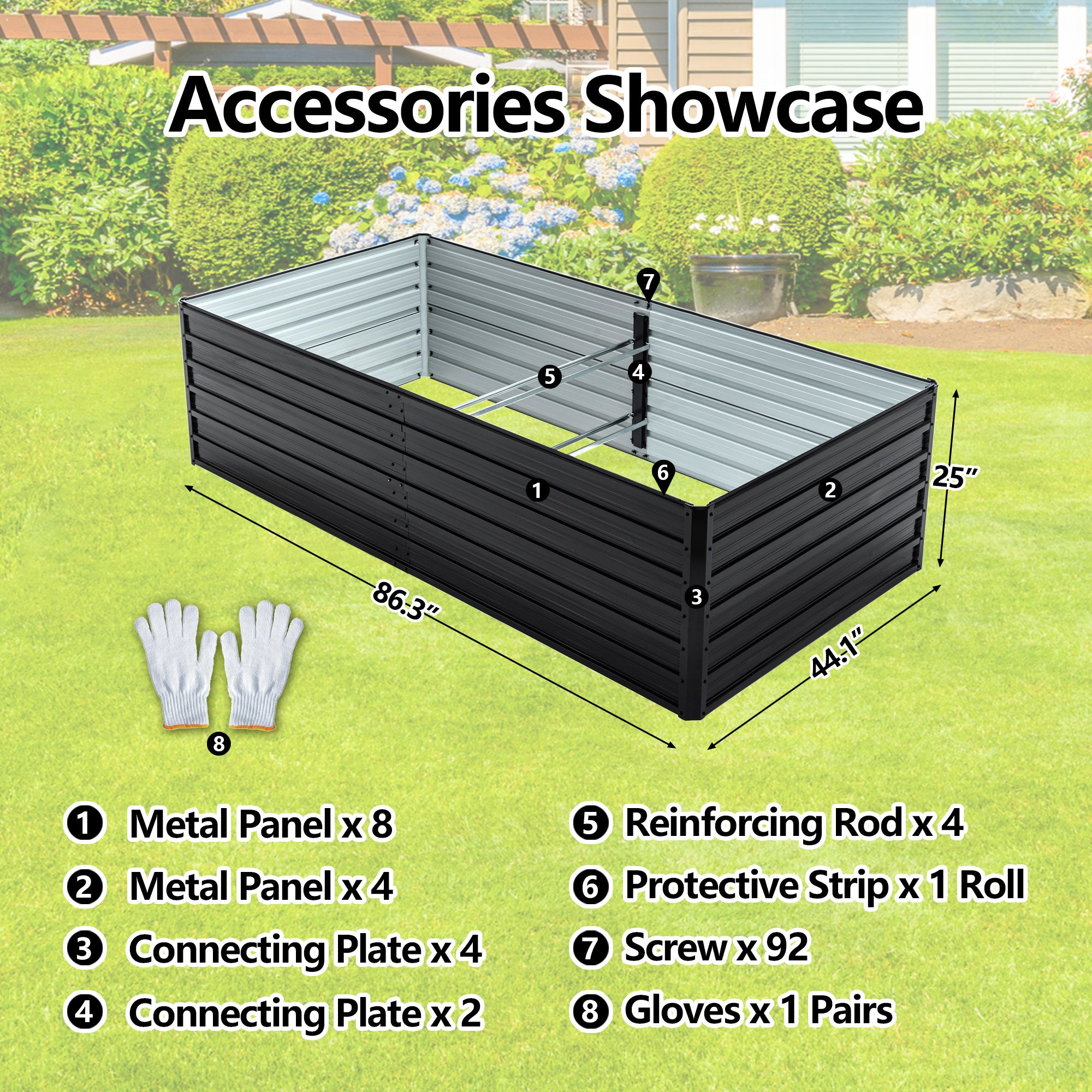 Kit de lit de jardin surélevé en métal 2 paquets extérieur - Ensemble de boîtes de planteur galvanisé 8x4x2 FT