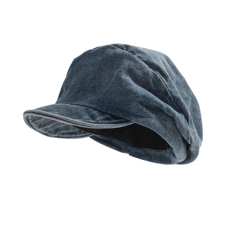 Beret de denim plissé pour femmes de style japonais