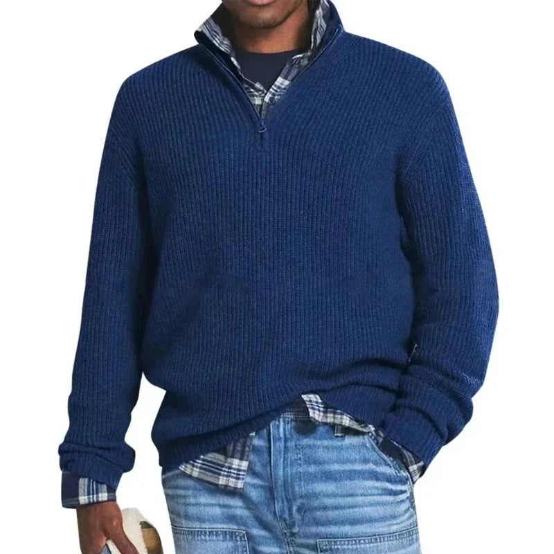 Commerce extérieur Hommes Affaires Casual Loose Zip Collar Sweater