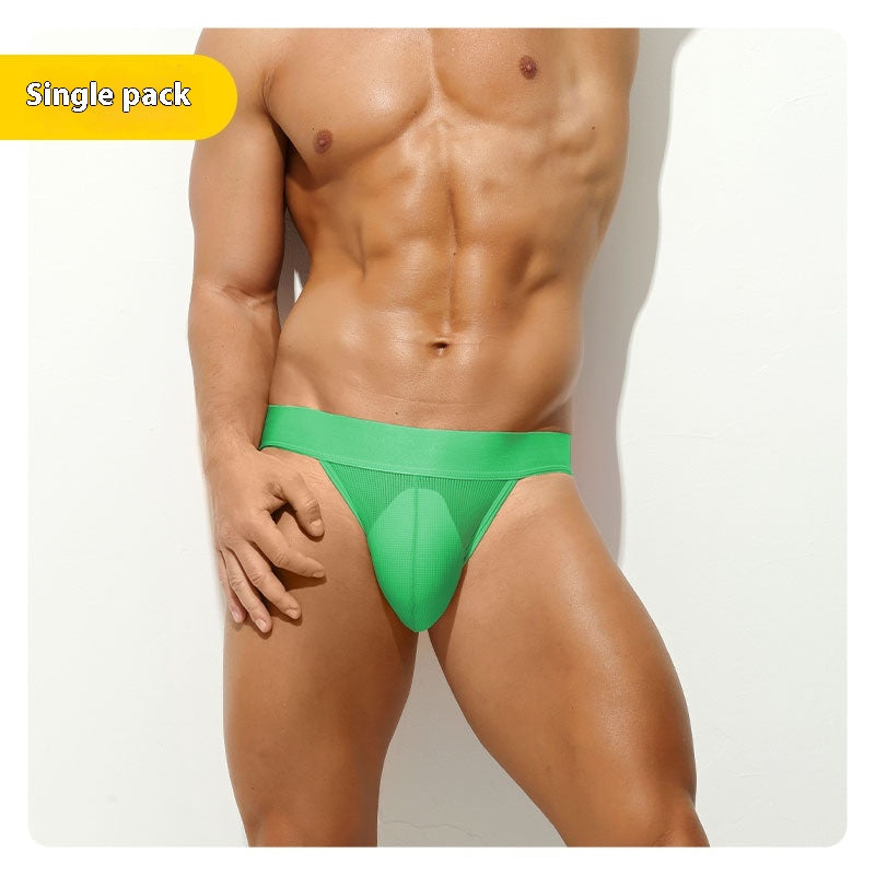 Sous-vêtements confortables translucides à faible taille pour hommes couleur pure
