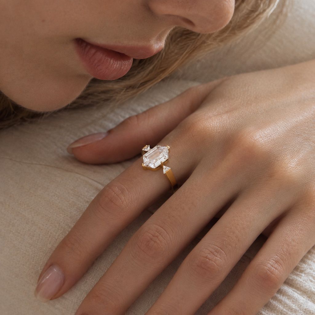 Zircon bague en acier inoxydable pour femmes