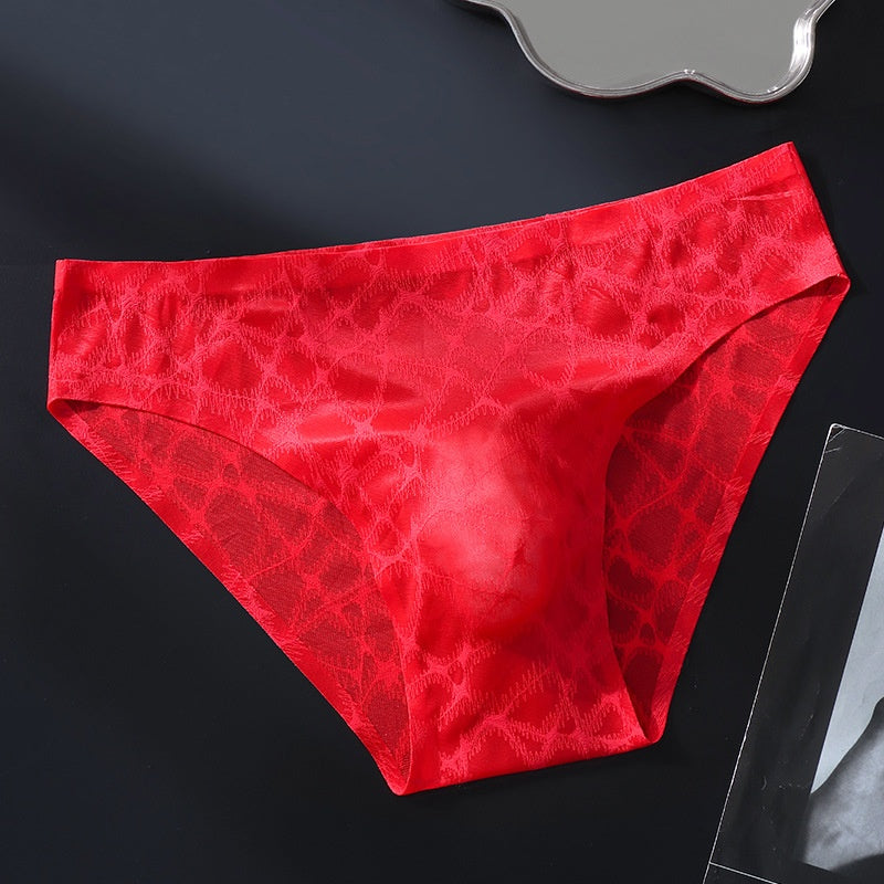 Léger-luxeur Soie-surface Hommes Sous-vêtements Ice-silk Sexy Soft Dentelle