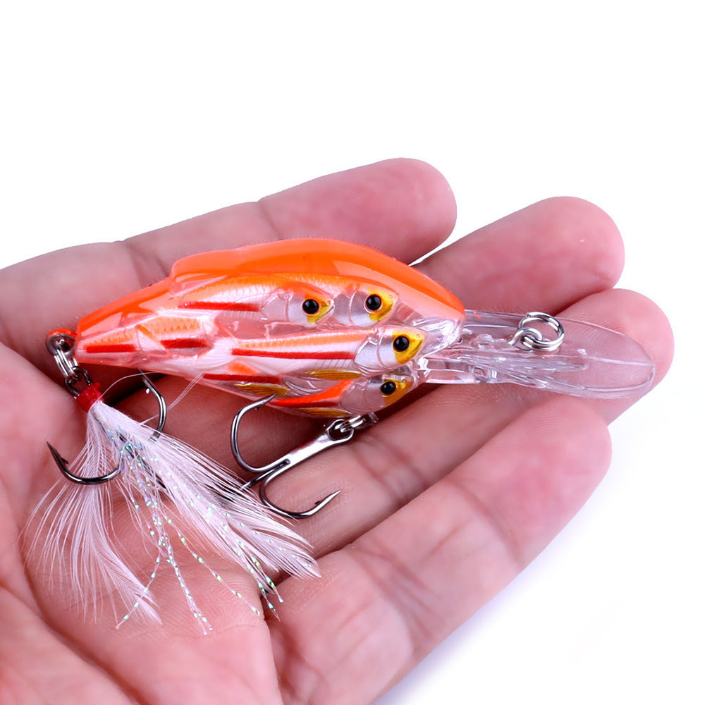 Fish Feather Hook Rock Lure Tossing Sea Fishing Water Floating Hard Bait