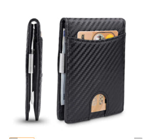 Porte-cartes en cuir pur Rfid Hommes antivol Swiping Amazon
