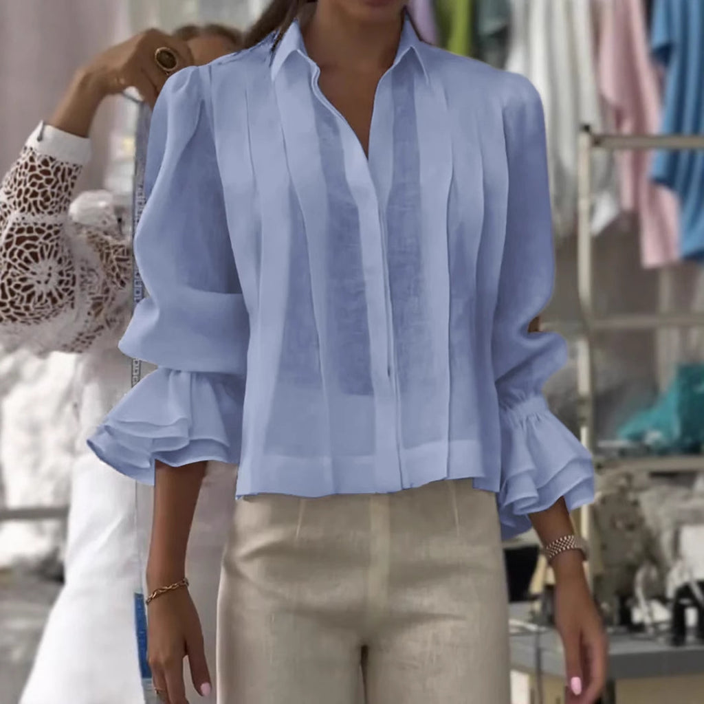 Été européen et américain Femmes Casual Loose Mode plissé Patchwork couleur solide Lo