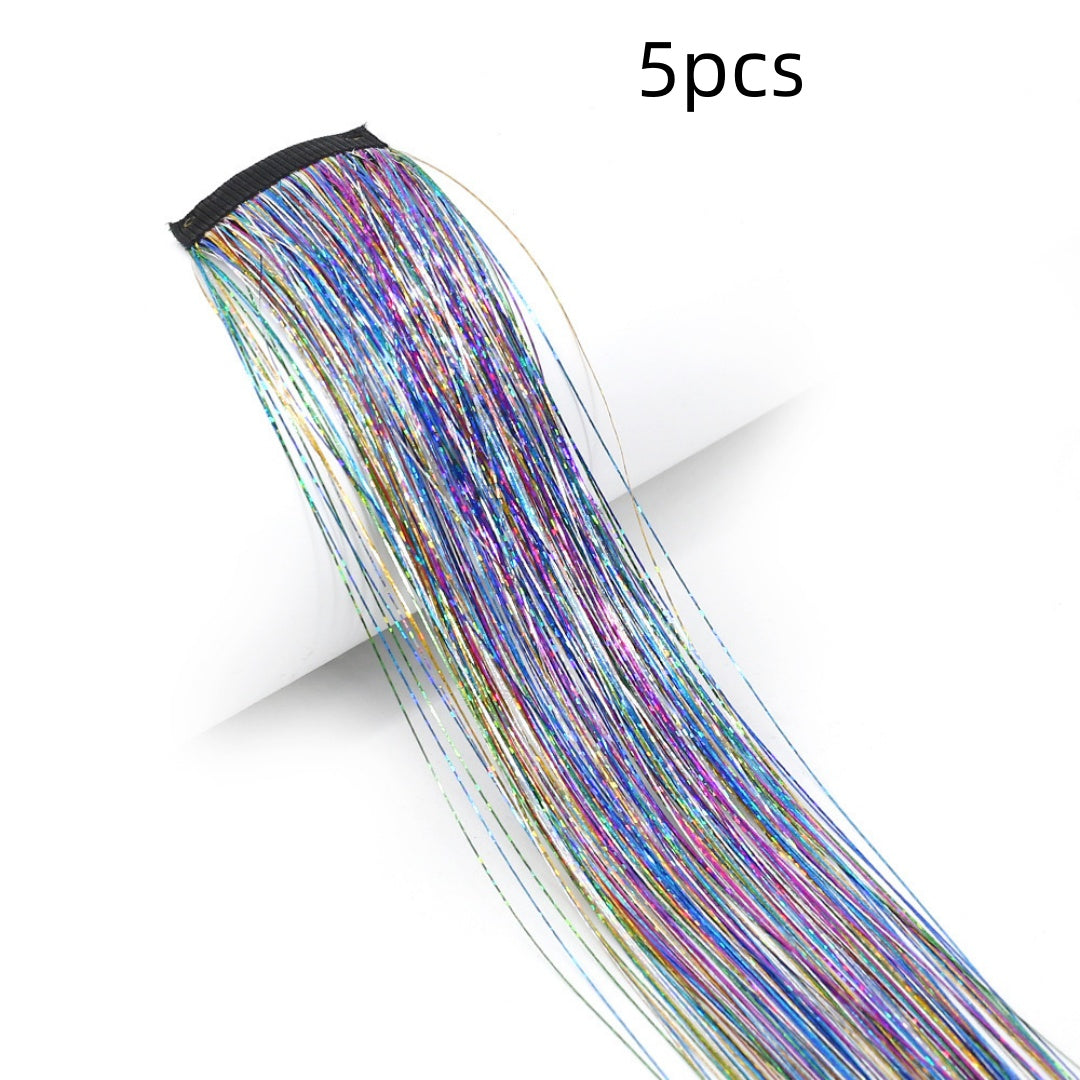 BB Clip-in Golden-Thread Perruque Shimmering Rainbow Extensions de cheveux