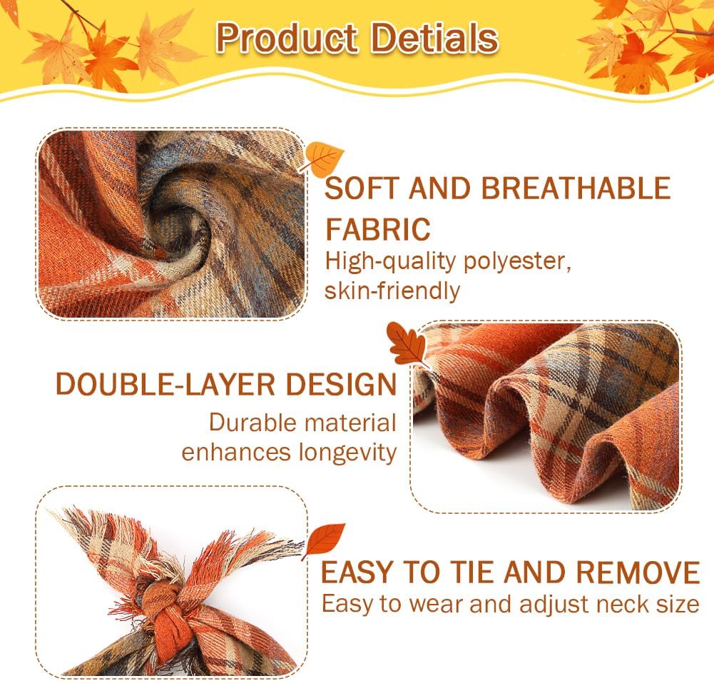 Bandana de chien d'automne Vivant avec des bords de tassels Classic Plaid Triangle Dog Apparel Accessori