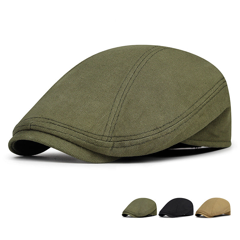 Rétro British Canvas Beret Solid Color Minimalist