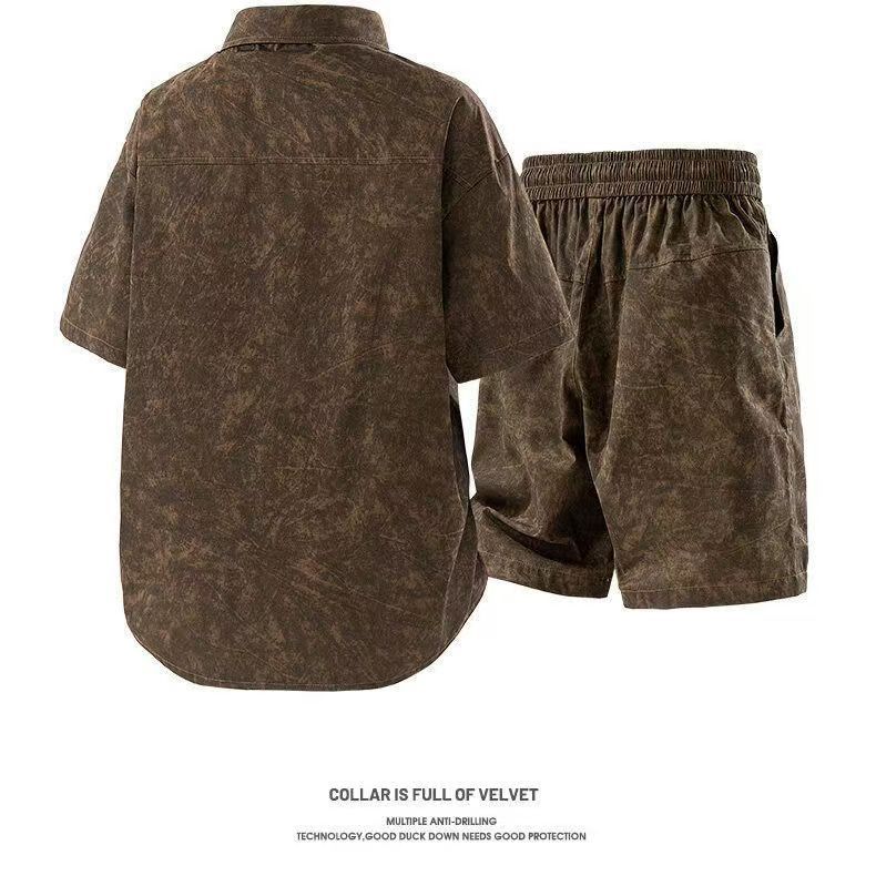 Typ-front Tie-dye manches courtes et shorts Trendy Casual Ensemble de deux pièces