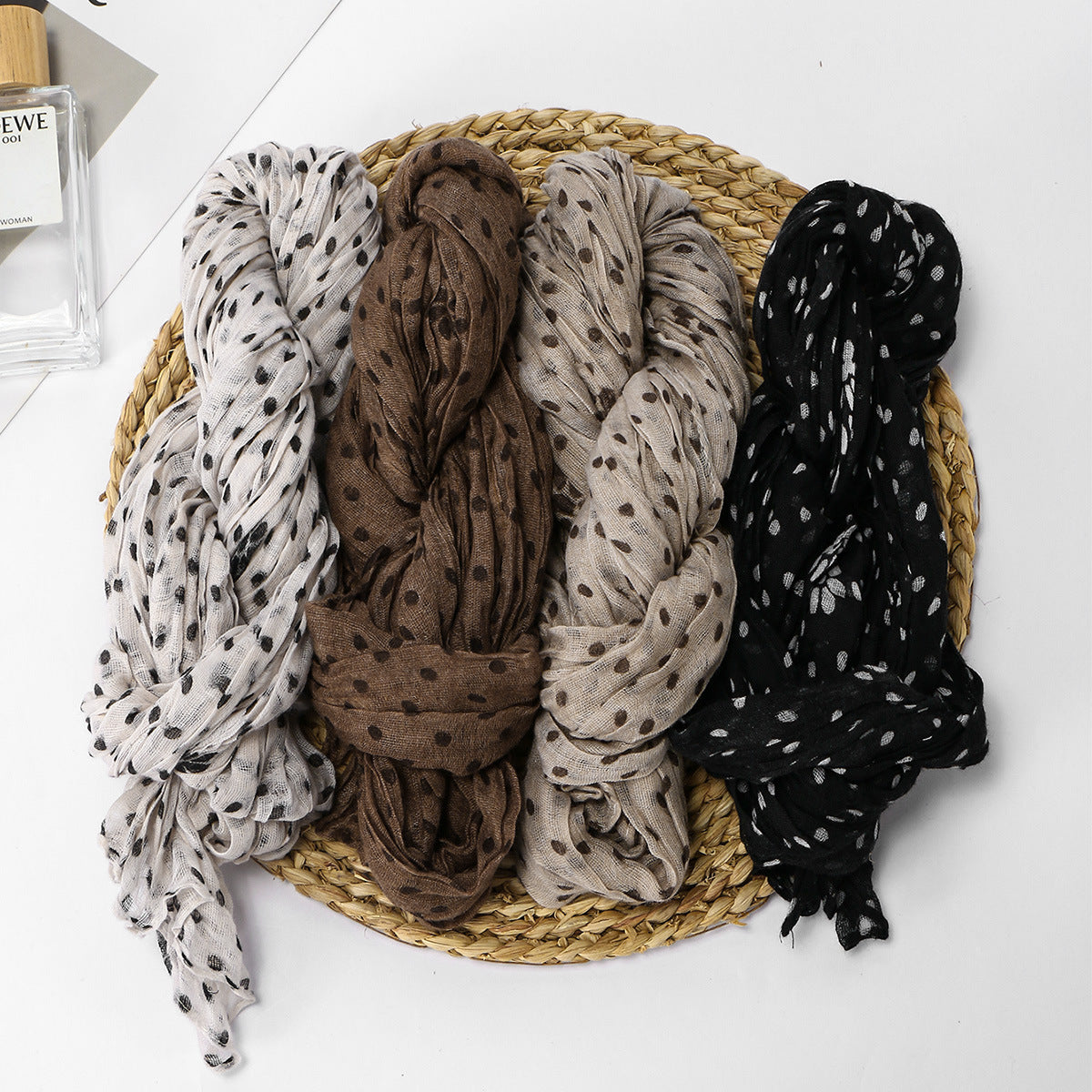 Twisted-pattern coton-lin longue écharpe femmes Vêtements de dessus Châl
