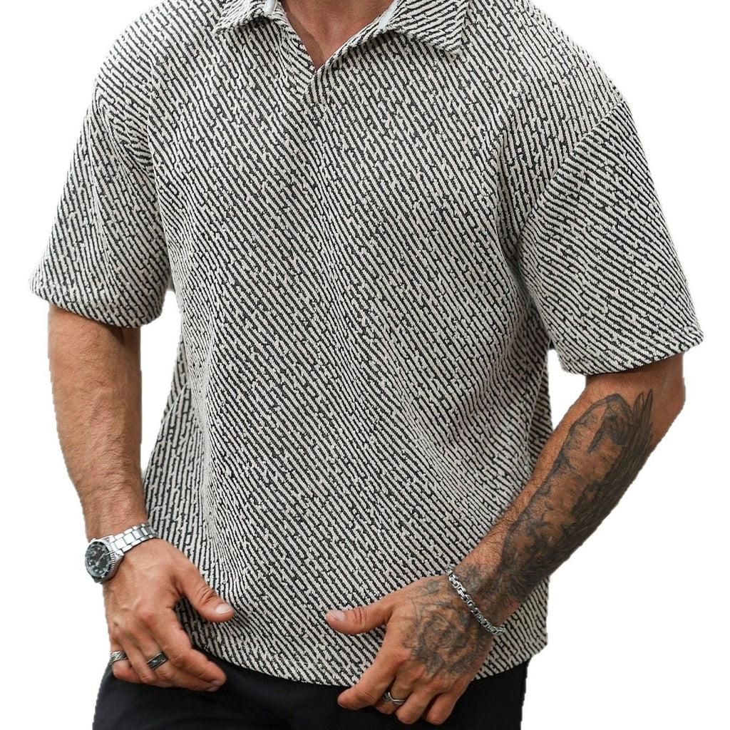Chemise de polo mince de sport occasionnel avec un col turn-down et manches courtes en plaid