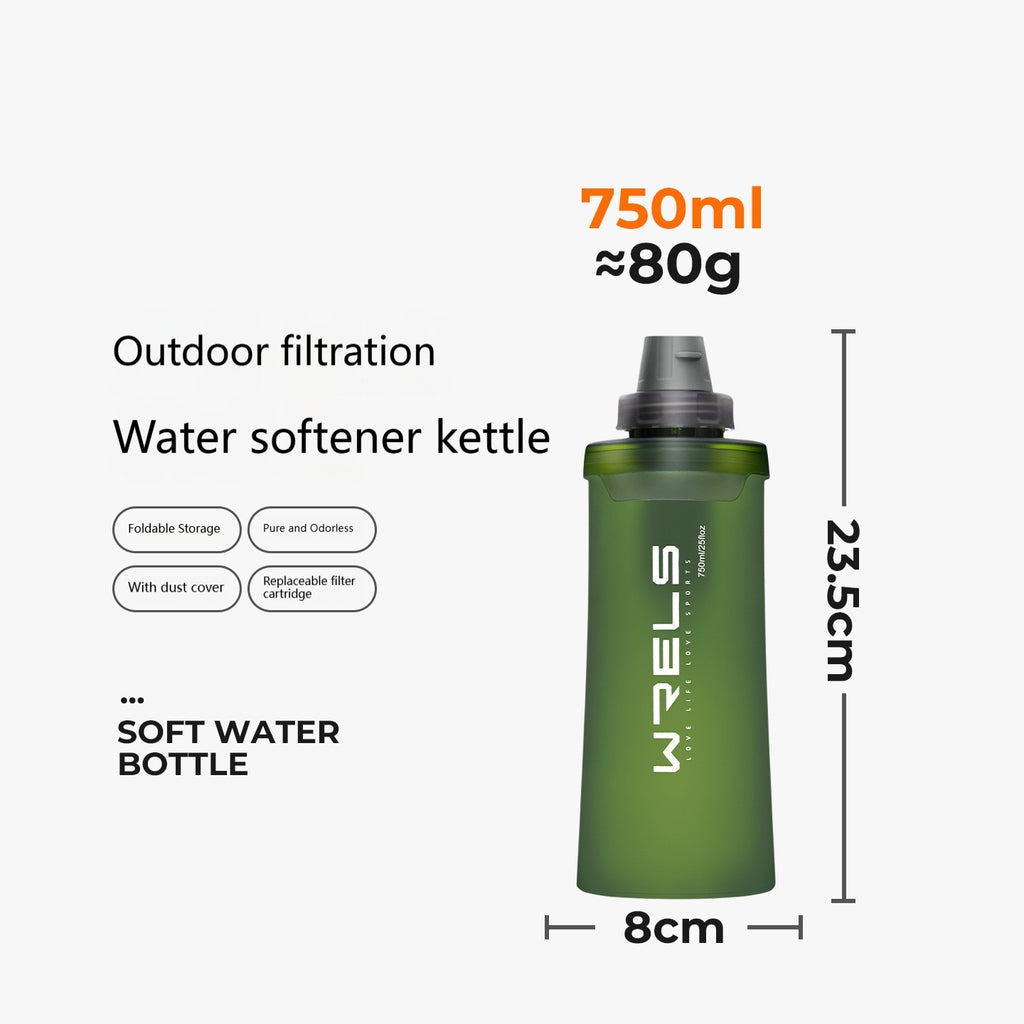 Soft water bottle for portable water purifier
