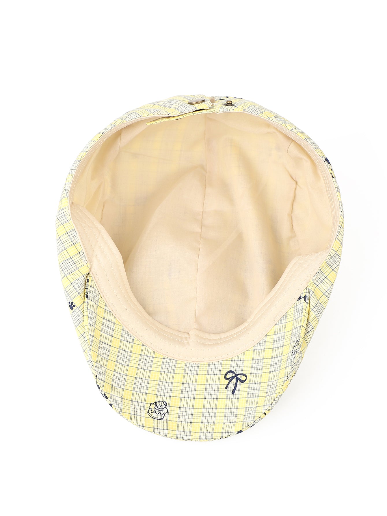 Casquette en avant à carreaux jaunes, style coréen