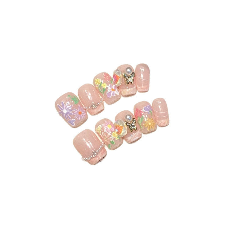 Art des ongles Printemps Petites fleurs Vibe d'été Faux ongles