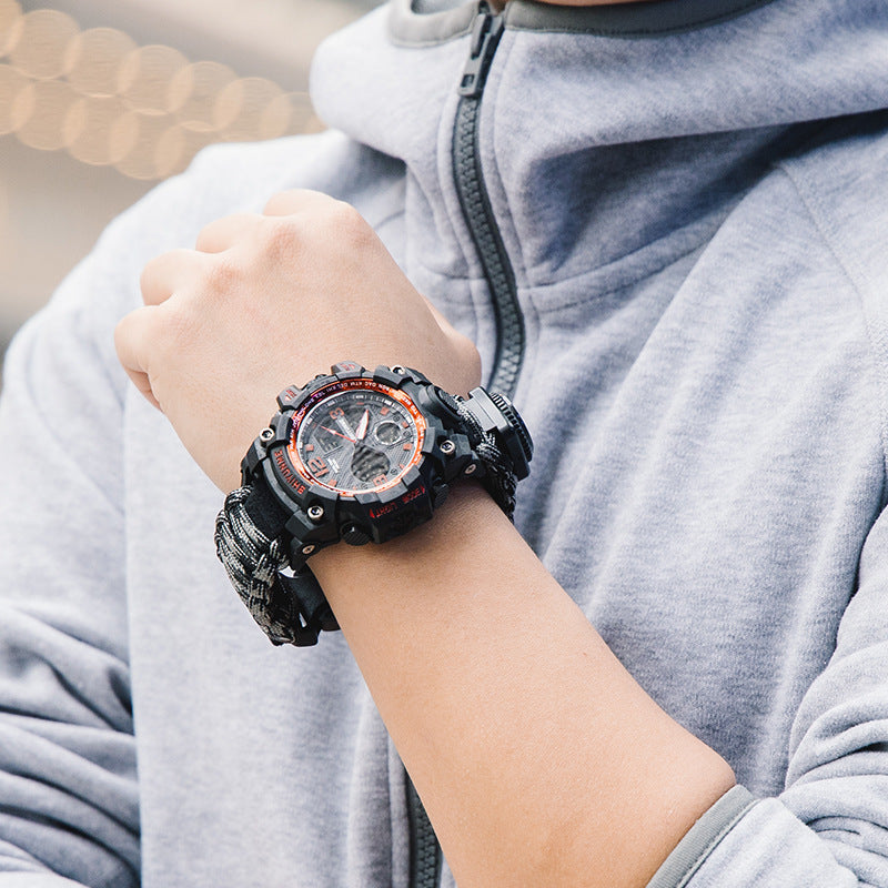 Montre électronique homme Multi-fonction Lifeline Whistle