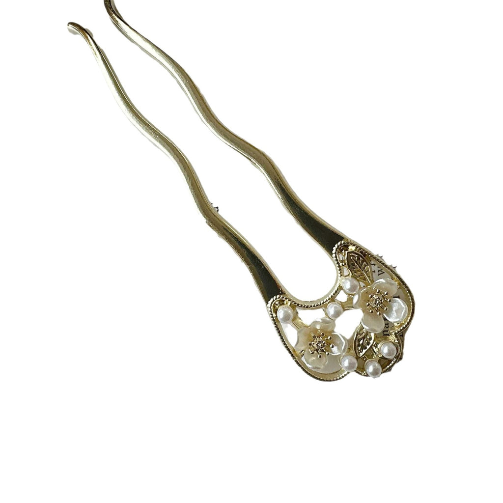 Élégantes perles camellia style U-épingle cheveux