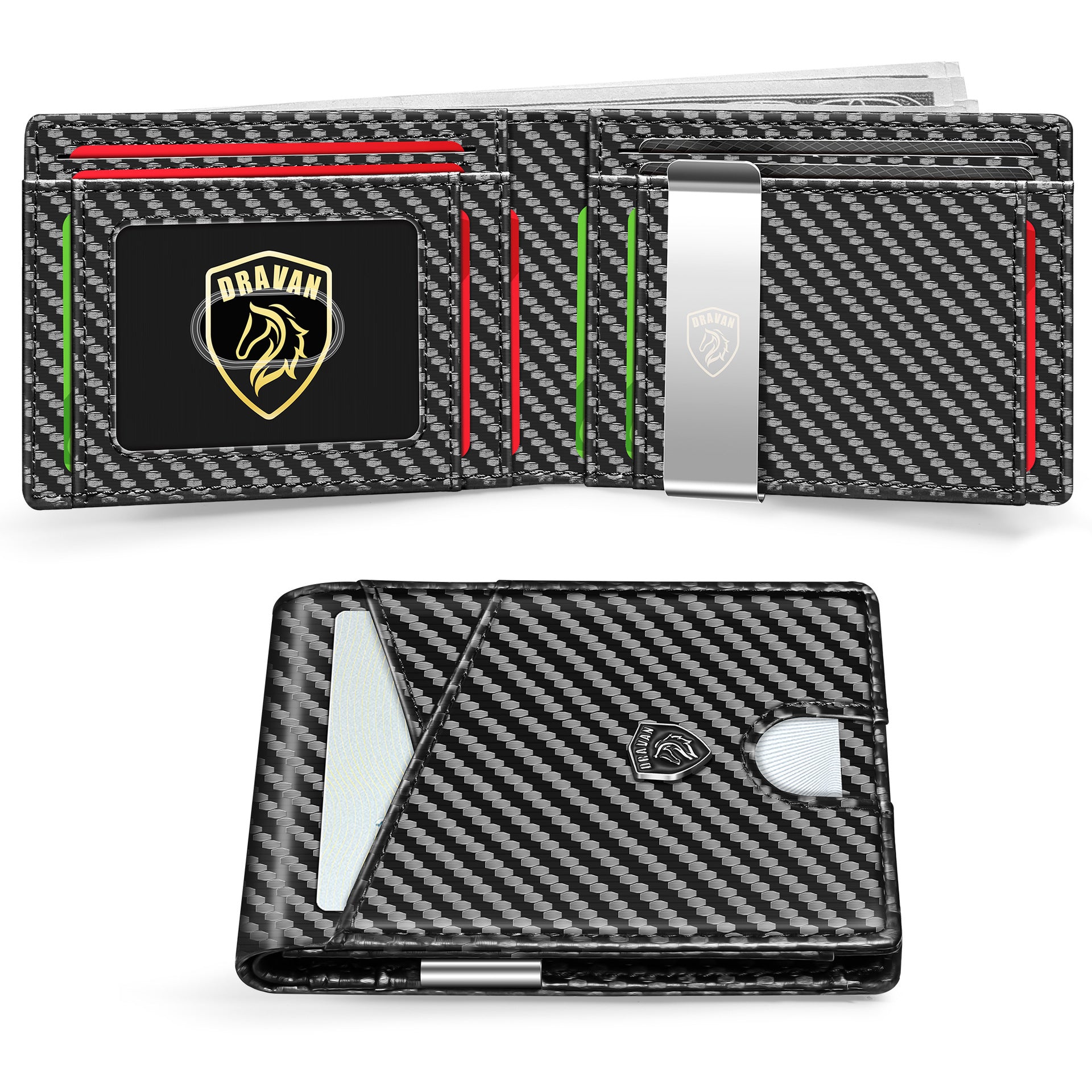 Porte-carte Portable en fibre de carbone Sac en cuir pour hommes
