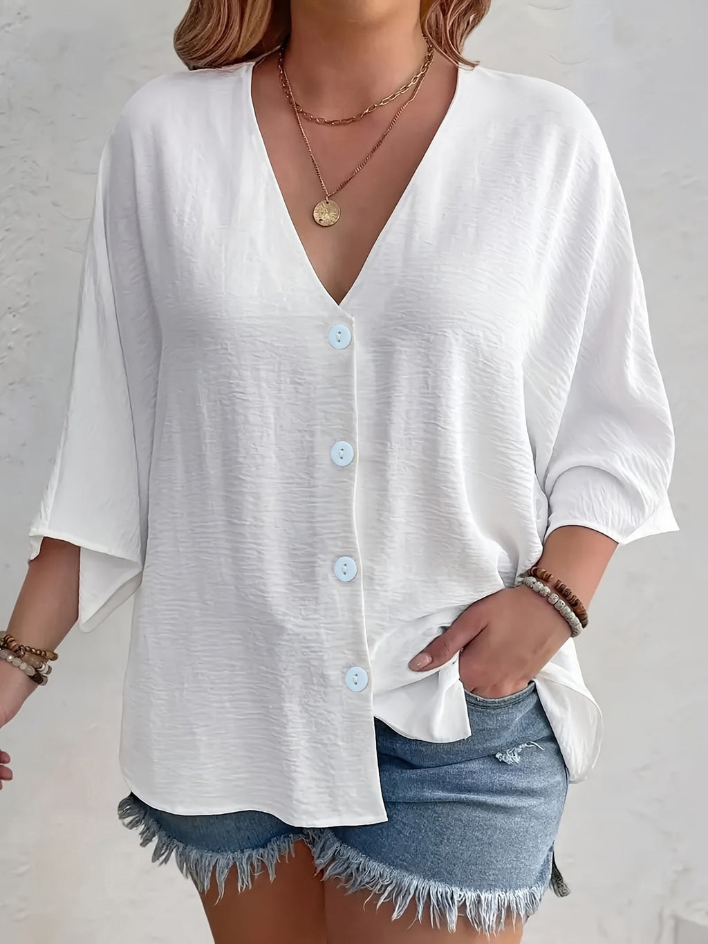 Printemps et automne Station indépendante européenne et américaine Amazon Vêtements pour femmes V-Neck
