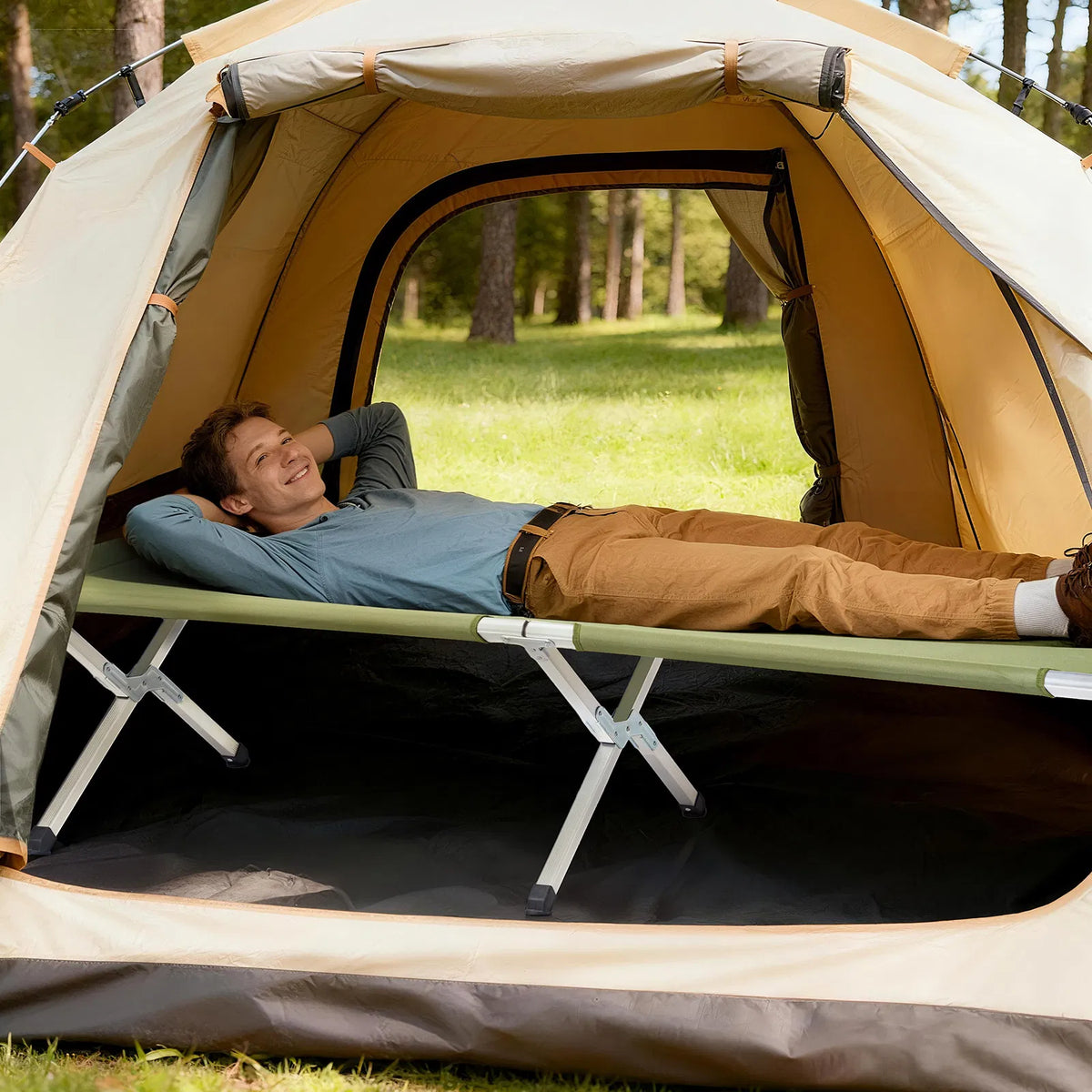 [Ancien code : 27860141]RHB-03A Lit de camping pliable portable avec sac de transport Army Green