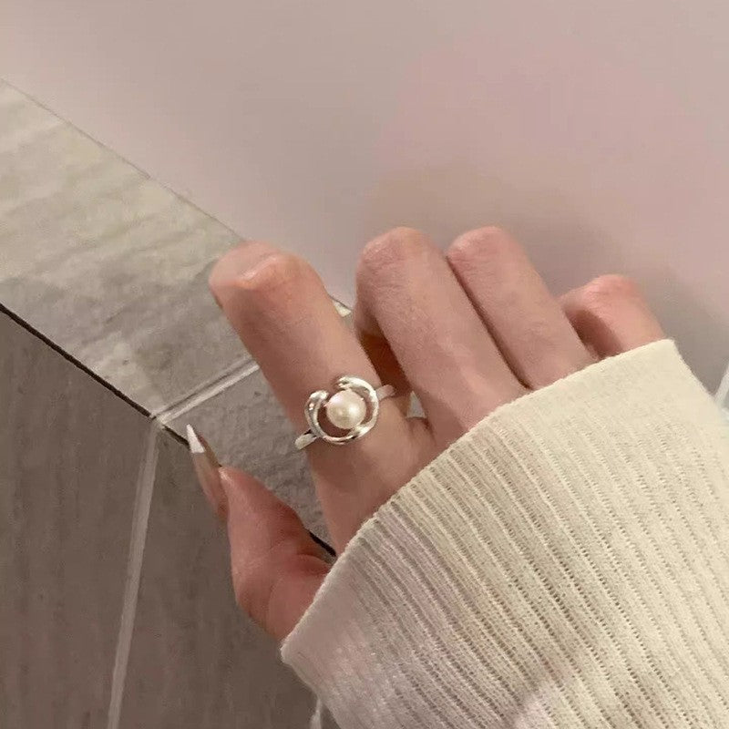 925 Argent Sterling Irrégulier Anneau Géométrique Femme Année Niche Design Sens Mode P