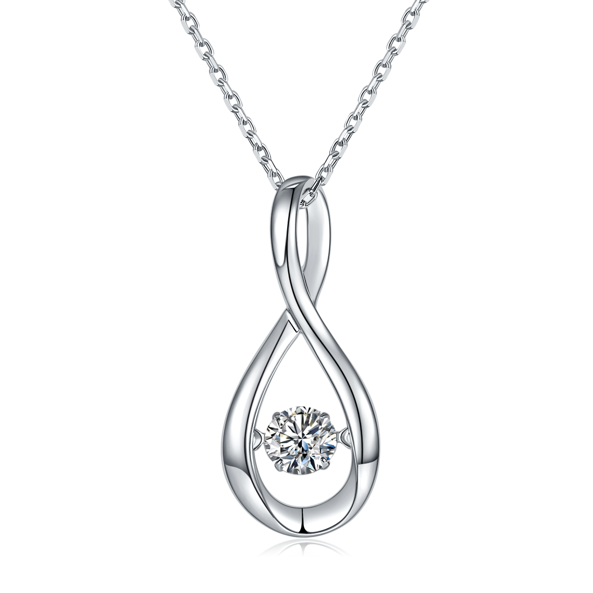 S925 Argent Sterling 0.5ct D Couleur VVS1 Moissanite Pendentif Collier 45cm Platine