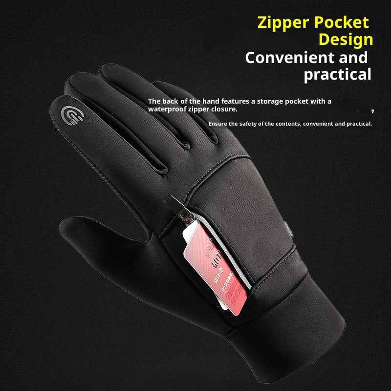 Gants de vélo pour hommes Q803 Flèche polaire doublée de polaire résistant à l'usure